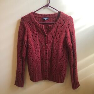 ModCloth “Proud Achievement” soft red fuzzy sweater/cardigan